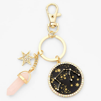 Claire's Girls Gold Mystical Gem Zodiac Keychain - Aquarius