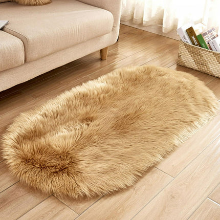 Clearance! EQWLJWE Ultra Soft Fluffy Small Rug Faux Sheepskin Fur Area Rug Shaggy Couch Cover Seat Cushion Furry Carpet Beside Rugs for Bedroom Floor Sofa Living Room Runner, 1.3x2 Feet