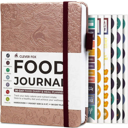 Clever Fox Food Journal Pocket Size - Daily Food Diary, Meal Tracker & Planner for Purse, Calorie and Nutrition Log, for Sticking to a Healthy Diet & Achieving Weight Loss Goals, 4.0x5.5 - Rose Gold