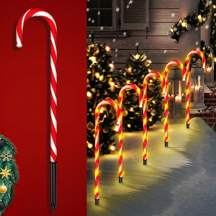 Coffix Solar Power Christmas Candy Cane Lights 8 Lighting Modes Outdoor Garden Yard Lawn Decor 16 Pack