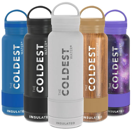 Coldest Sports Water Bottle - Leak Proof, Double Walled, Stainless Steel Cold & Hot Bottle, Thermo Mug ( Epic White, 21 Oz)