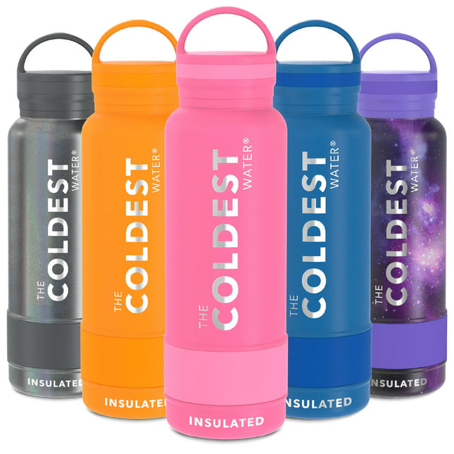 Coldest Sports Water Bottle - Leak Proof, Double Walled, Stainless Steel Cold & Hot Bottle, Thermo Mug ( Flaming o Pink, 21 Oz)