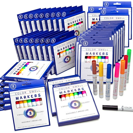 Color Swell Bulk Washable Markers - 40 Packs 8 Markers per Pack (320 Markers Total) - Bulk Broad Line Markers