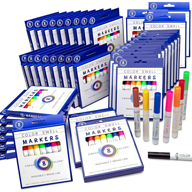 Color Swell Bulk Washable Markers - 40 Packs 8 Markers per Pack (320 Markers Total) - Bulk Broad Line Markers
