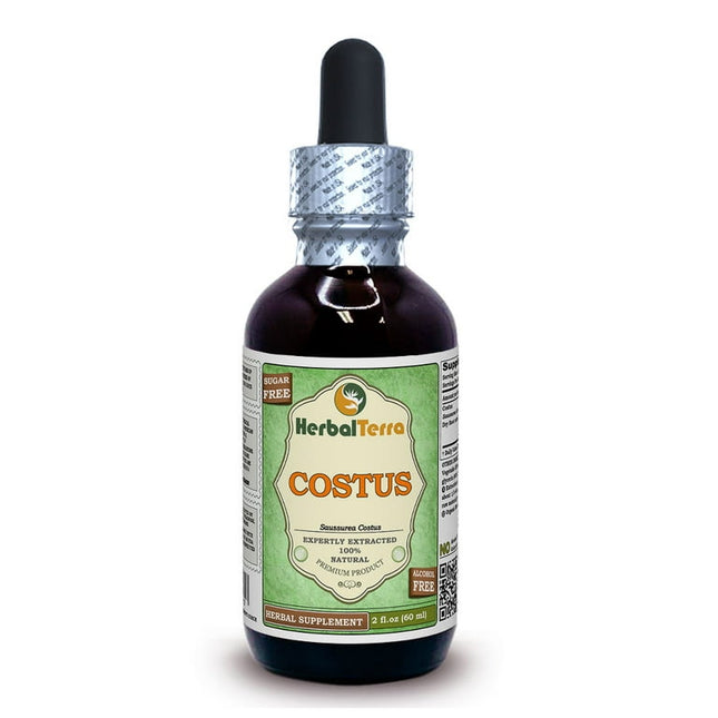 Costus Dry Root KETO Friendly Alcohol-Free Absolutely Natural Expertly Extracted by Trusted HerbalTerra Brand Liquid Extract. Proudly made in USA. Glycerite 2 Fl.Oz