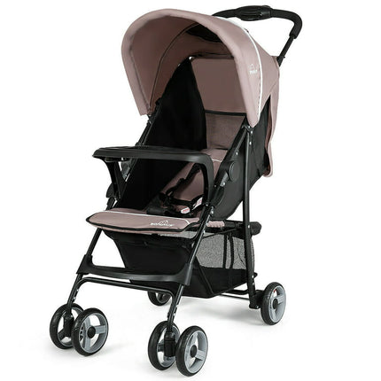 Costway Foldable Lightweight Baby Stroller Kids Travel Pushchair 5-Point Safety System Coffee
