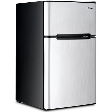 Costway  Refrigerator Small Freezer Cooler Fridge Compact 3.2 cu ft. Unit, Grey