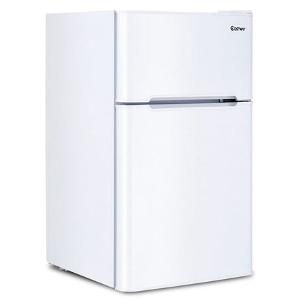 Costway Refrigerator Small Freezer Cooler Fridge Compact 3.2 cu ft. Unit, White
