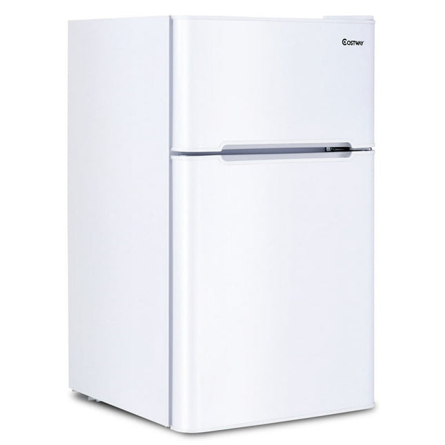 Costway Refrigerator Small Freezer Cooler Fridge Compact 3.2 cu ft. Unit, White