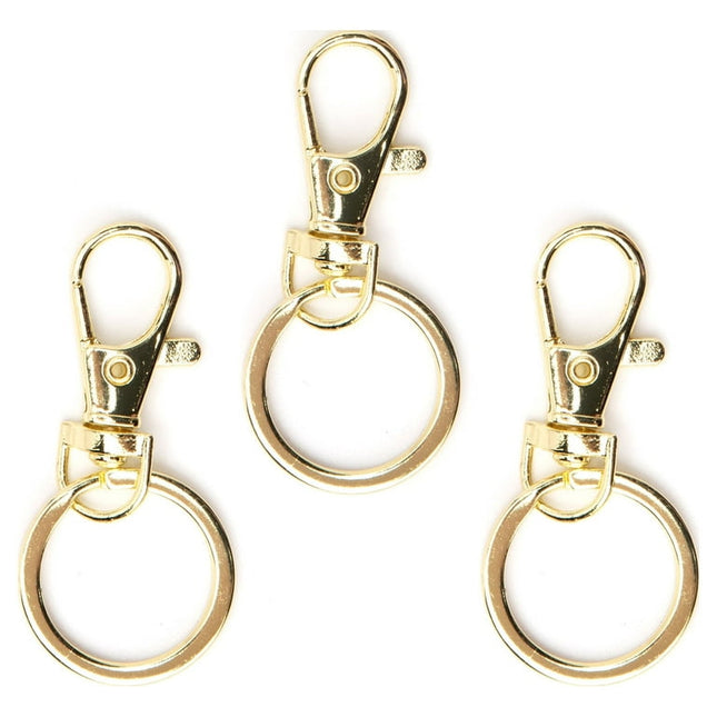 Cousin DIY 3Pc Metal Key Rings, 54mm, Gold Finish