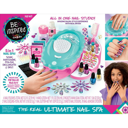 Cra-Z-Art Be Inspired 5-in-1 Real Ultimate Manicure Metallic Nail Polish Spa, Nail Art