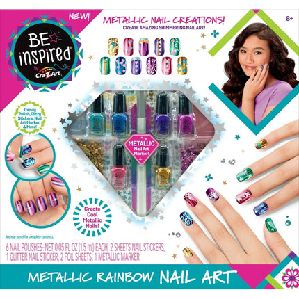Cra-Z-Art Be Inspired Metallic Rainbow Nail Polish, Metallic Nail Art Activity Set