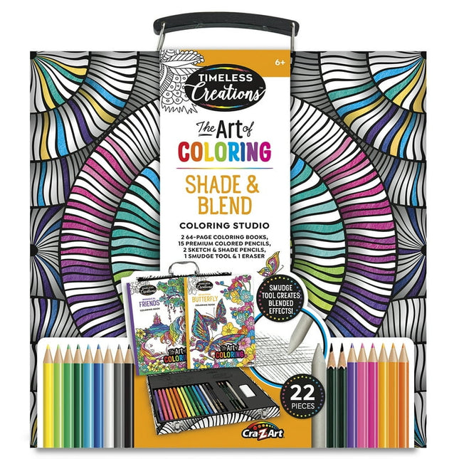 Cra-Z-Art Timeless Creations Shade & Blend, Multicolor Coloring Set, Beginner, Child to Adult