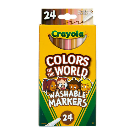 Crayola Colors of the World Markers 24 Count, Fine Line Washable Skin Tone Markers, School Supplies