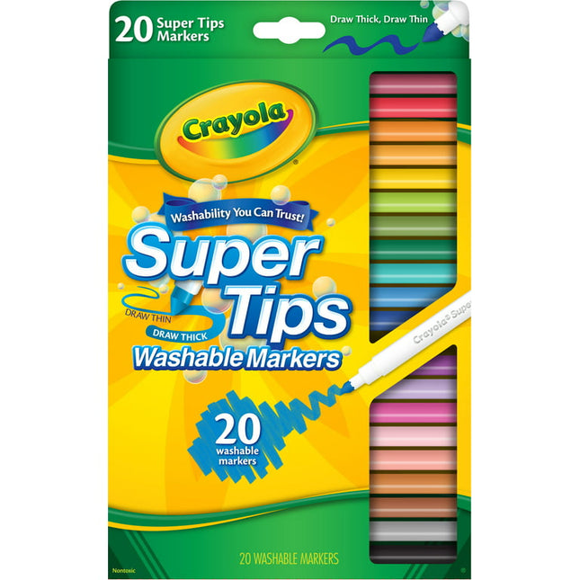 Crayola Super Tip Washable Marker Set, School Supplies for Teens, 20 Ct, Art Gifts, Child Ages 3+