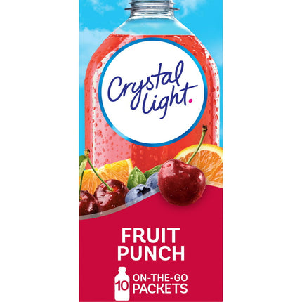 Crystal Light Fruit Punch Sugar Free Drink Mix Singles Caffeine Free, 10 ct On-the-Go-Packets