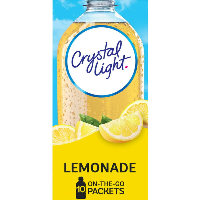 Crystal Light Lemonade Sugar Free Drink Mix Singles Caffeine Free, 10 ct On-the-Go-Packets