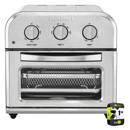 Cuisinart TOA-26 Compact AirFryer/Convection Toaster Oven Stainless Steel Bundle with 1 Year Extended Protection Plan