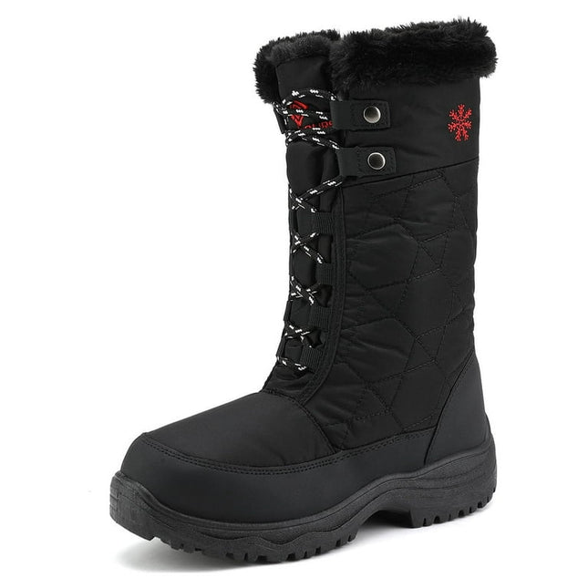 DREAM PAIRS Women's Warm Faux Fur Lined Mid Calf Winter Snow Boots GOOSE BLACK Size 8