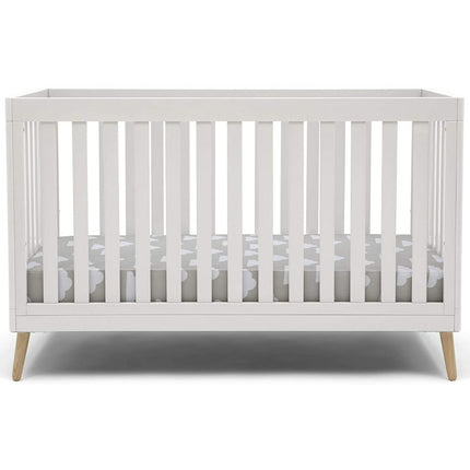 Delta Children Essex 4-in-1 Convertible Baby Crib, Bianca White with Natural Legs Crib Bianca White