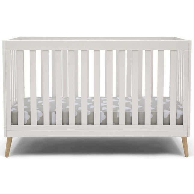 Delta Children Essex 4-in-1 Convertible Baby Crib, Bianca White with Natural Legs Crib Bianca White