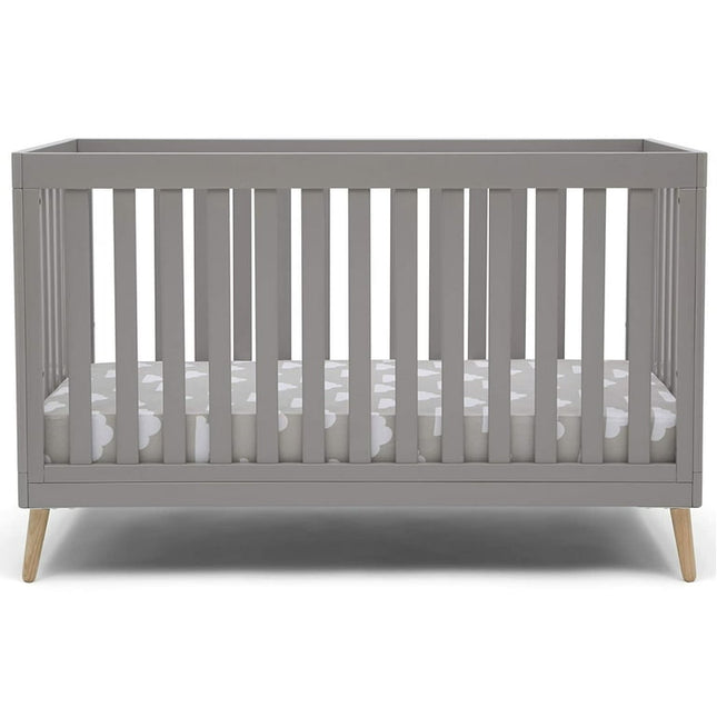 Delta Children Essex 4-in-1 Convertible Baby Crib, Grey with Natural Legs Crib Grey