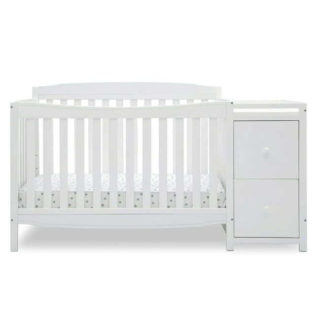 Delta Children Mason 6-in-1 Convertible Crib and Changer, Greenguard Gold Certified, Bianca White