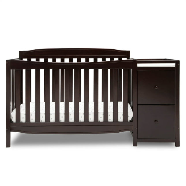 Delta Children Mason Convertible 6-in-1 Baby Crib and Changer, Dark Chocolate