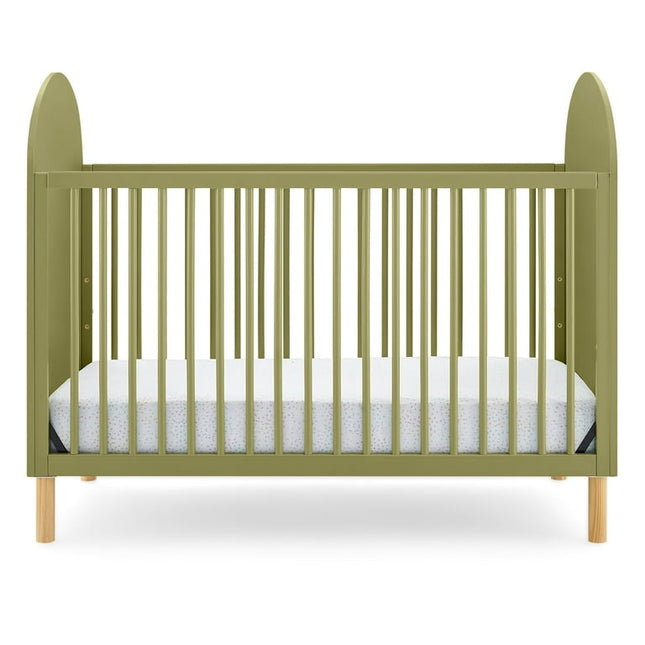 Delta Children Reese 4-in-1 Convertible Crib - Greenguard Gold Certified, Olive Green/Natural