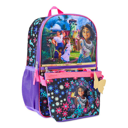Disney Encanto Magic Family Girls 17" Laptop Backpack 2-Piece Set with Lunch Tote Bag, Purple Pink