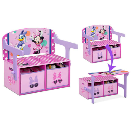 Disney Minnie Mouse 2-in-1 Activity Bench and Desk by Delta Children - Greenguard Gold Certified, Pink