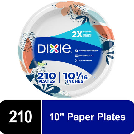 Dixie Disposable Paper Plates, Multicolor, 10 in, 210 Count