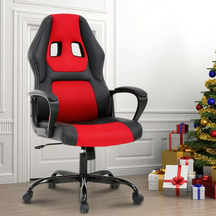 Dkelincs Gaming Chair Adjustable Game Chair PU Leather Computer Chair High Back Office Desk Chair with 360 Rolling Wheels & Lumbar Support for Teen, Red