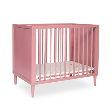 Dream On Me Lucas Mini Modern Crib with Rounded Spindles, Rose