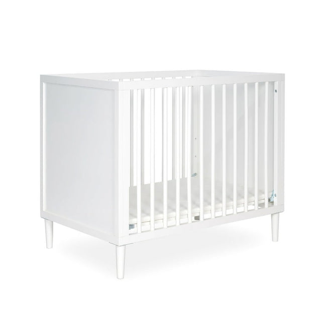 Dream On Me Lucas Mini Modern Crib with Rounded Spindles, White