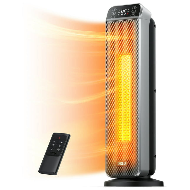 Dreo Space Heater, 24" 11ft/s Fast Quiet Heating Portable Electric Heater with Remote, 3 Modes, Overheating & Tip-Over Protection, Oscillating Ceramic Heater for Bedroom, Office, and Indoor Use