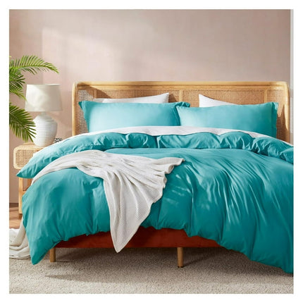 Drevy Teal California King Duvet Cover Sets - Soft Double Brushed Cal King Duvet Cover, 3 Piece, with Button Closure, 1 Duvet Cover 104x98 inches and 2 Pillow Shams