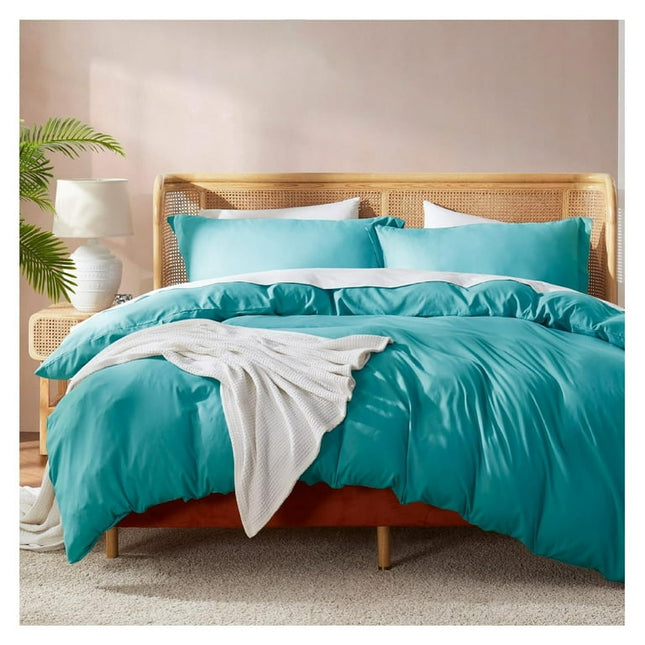 Drevy Teal California King Duvet Cover Sets - Soft Double Brushed Cal King Duvet Cover, 3 Piece, with Button Closure, 1 Duvet Cover 104x98 inches and 2 Pillow Shams