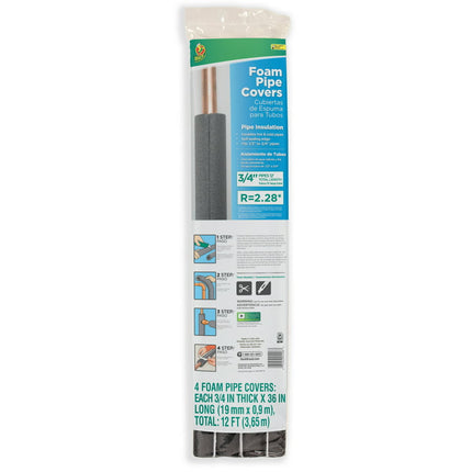 Duck Brand 12 ft. Long Foam Pipe Cover, 0.75 in. x 3 ft., 4 Pack