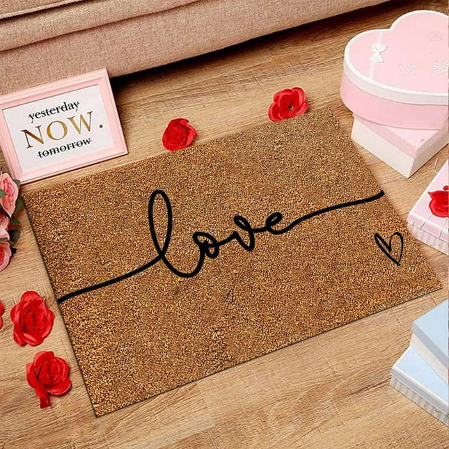 EQWLJWE Coco Coir Home Entrance Door Mat – 16x24-in. Valentine's Day Welcome Mat - Heavy Duty Doormat for Outdoor & Indoor Use