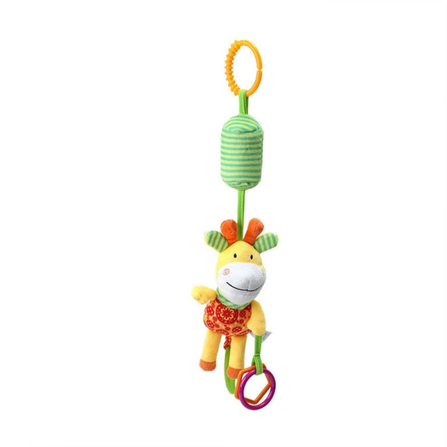 EQWLJWE Soft Hanging CarSeat Toys with Crinkle Rattles Teether, Infant Newborn Stroller Crib Toy Sensory Activity Plush Animal for Babies Boys Girls Gift for 0 3 6 9 to 12 Months
