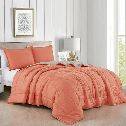 ESCA 3-Piece Coral Zabel Reversible Quilt Set - King/Cal King