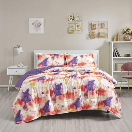 ESCA 3-Piece Puple Red Design ANNA Reversible Quilt Set - Queen