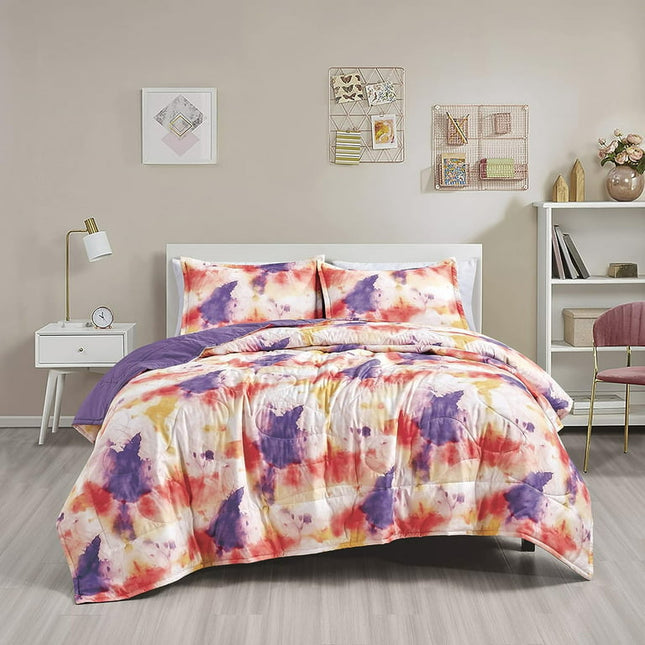 ESCA 3-Piece Puple Red Design ANNA Reversible Quilt Set - Queen
