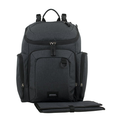 Eastsport Wooster St. Backpack Diaper Bag with Adjustable Shoulder Straps, Bonus Changing Pad, Stroller Straps and Insulated Zipper Pockets, Dark Grey