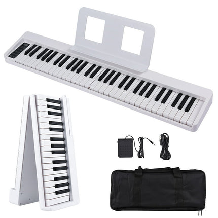 Eccomum Foldable Piano Keyboard, 61 Key Digital Keyboard Piano Semi Weighted Keys Portable Electric Piano with Music Rest, Piano Bag, Piano Pedal for Beginners, Teens, Adults