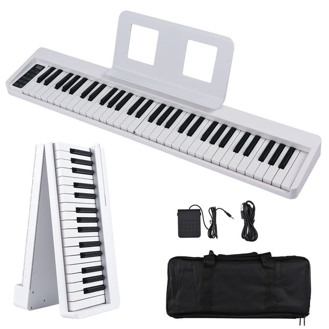Eccomum Foldable Piano Keyboard, 61 Key Digital Keyboard Piano Semi Weighted Keys Portable Electric Piano with Music Rest, Piano Bag, Piano Pedal for Beginners, Teens, Adults