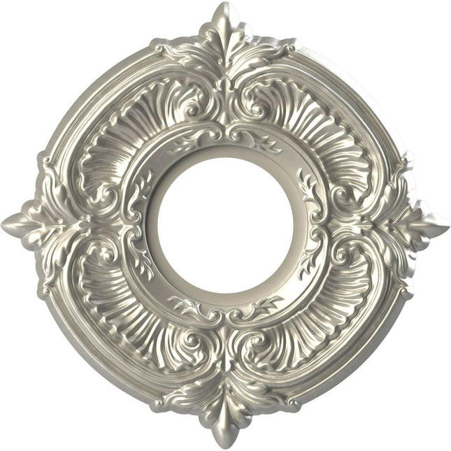 Ekena Millwork 10"OD x 3 1/2"ID x 3/4"P Attica Thermoformed PVC Ceiling Medallion (Fits Canopies up to 4 1/8"), Bright Coat Aluminum