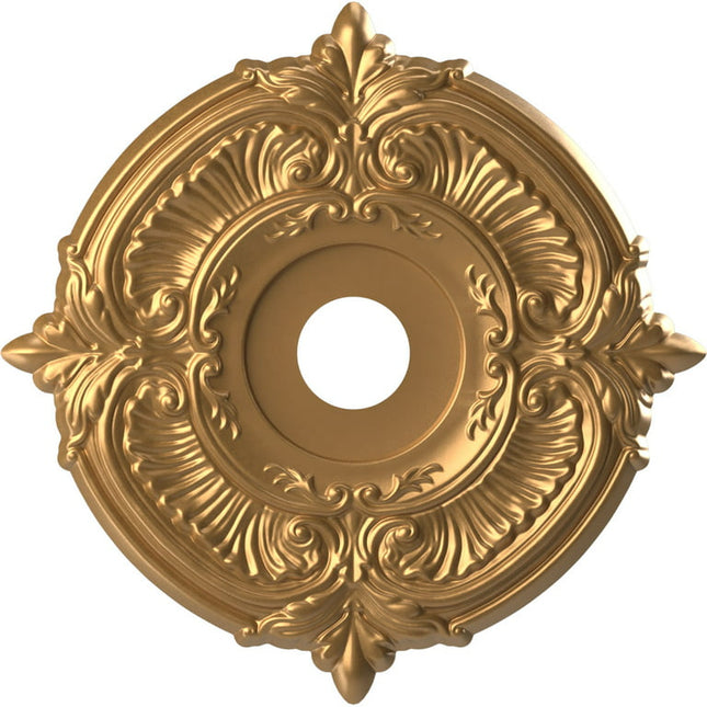 Ekena Millwork 19"OD x 3 1/2"ID x 1"P Attica Thermoformed PVC Ceiling Medallion (Fits Canopies up to 6 3/4"), Bright Coat Gold