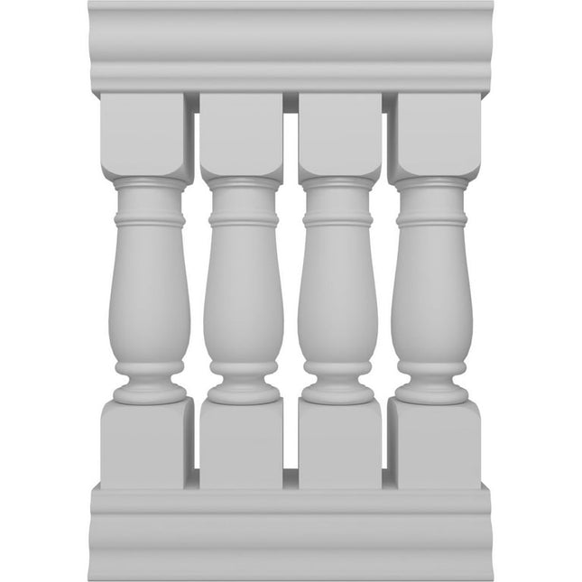 Ekena Millwork 38"H x 2'L Fiberthane Oxford Unassembled Balustrade Railing Kit, Style N (7 5/8" On-Center Spacing to Pass 4" Sphere Code)